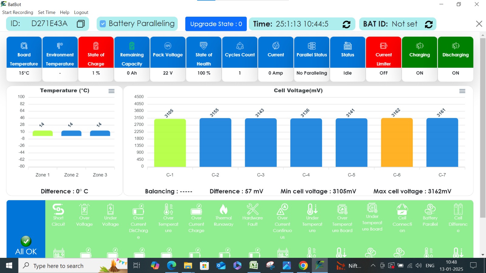 BMS Lithium battery monitoring and controlling software