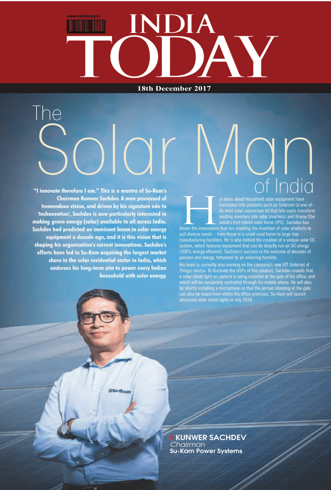 India Today - The Solar Man of India