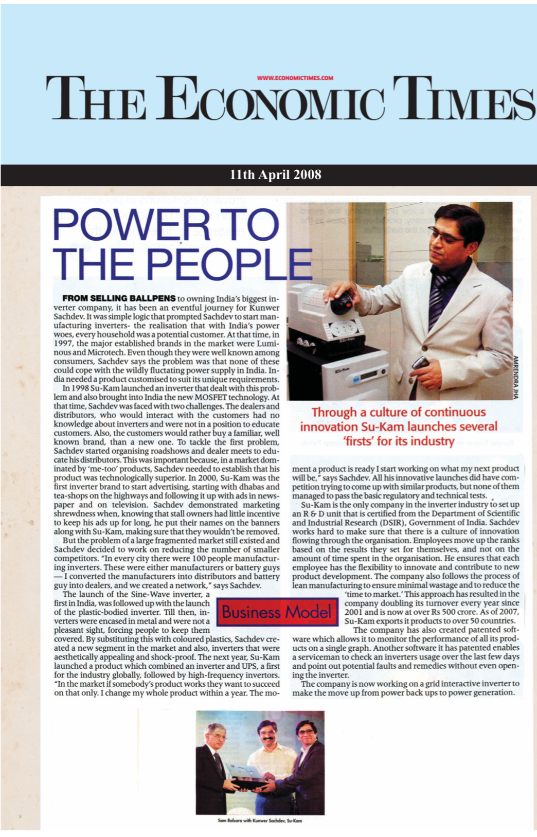 Newspaper cutting of Economic Times