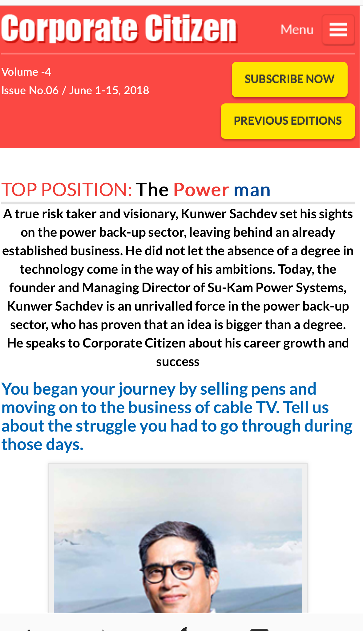 Corporate Citizen Magazine news on Kunwer Sachdev