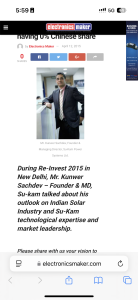 Inverters are the only business segment in India having 0% Chinese share