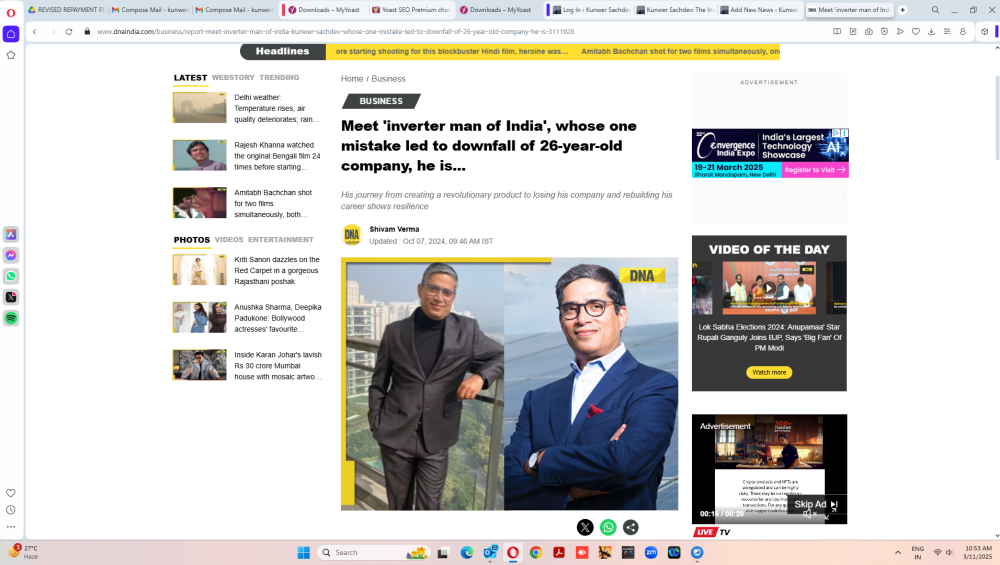 DNA news about Kunwer Sachdev