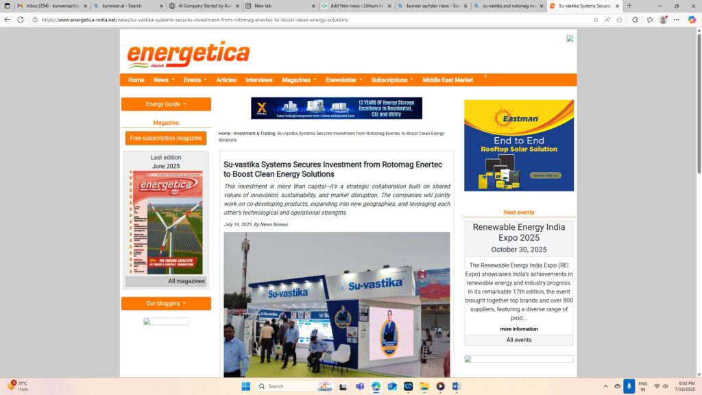News in Energetica about Su-vastika