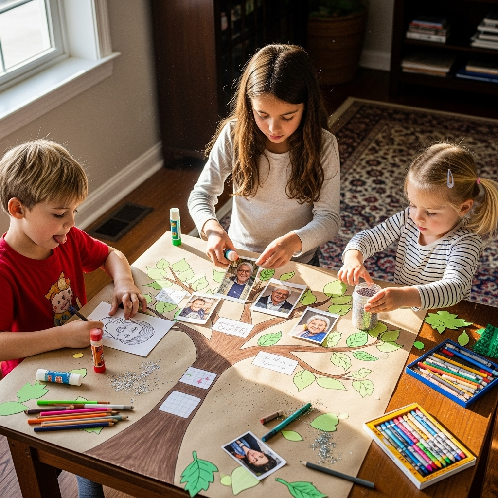 kids making a family tree
