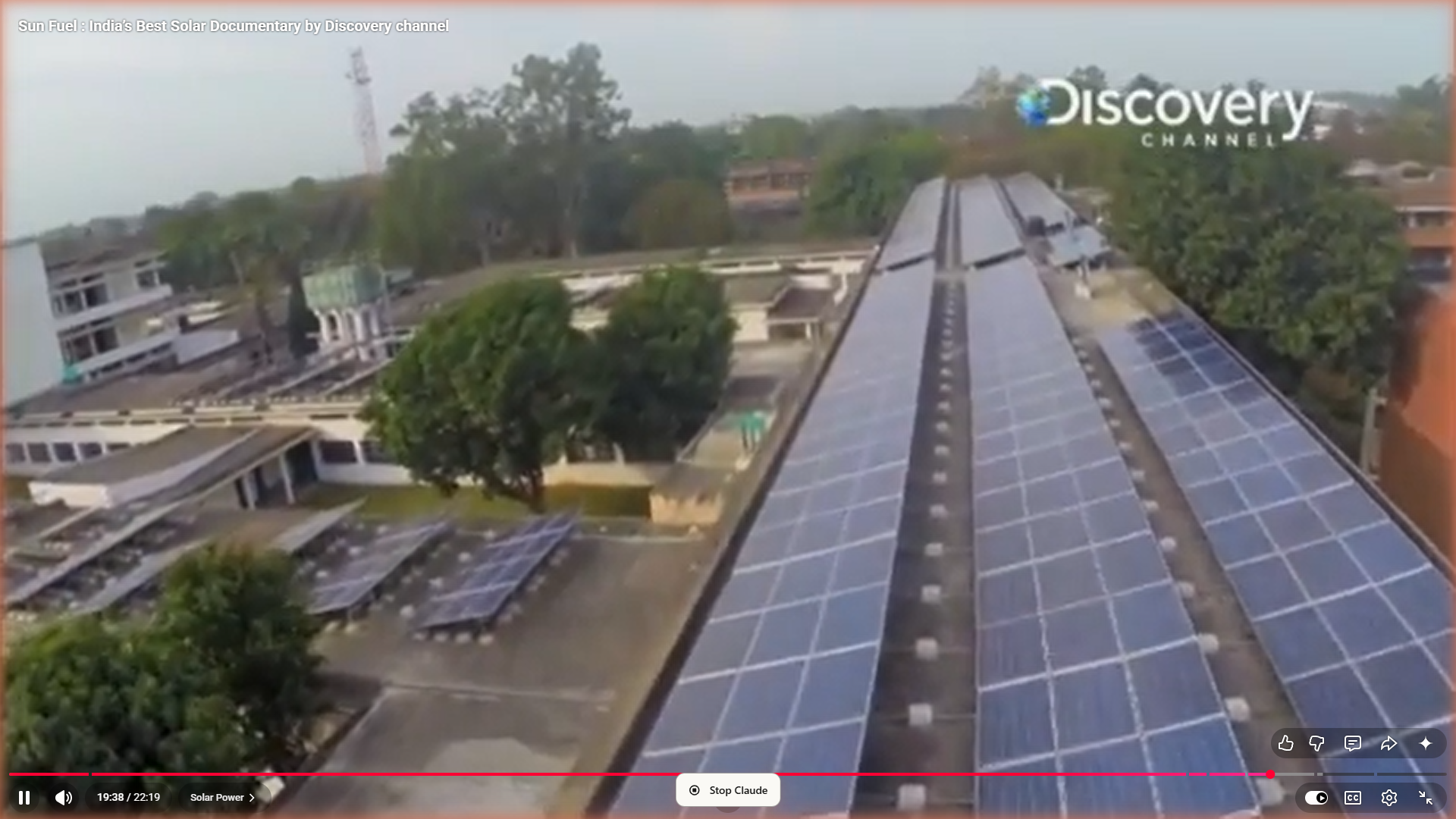 Aerial view of solar panels covering the rooftops of Punjab Engineering College, Chandigarh, from the Discovery Channel Sun Fuel India documentary