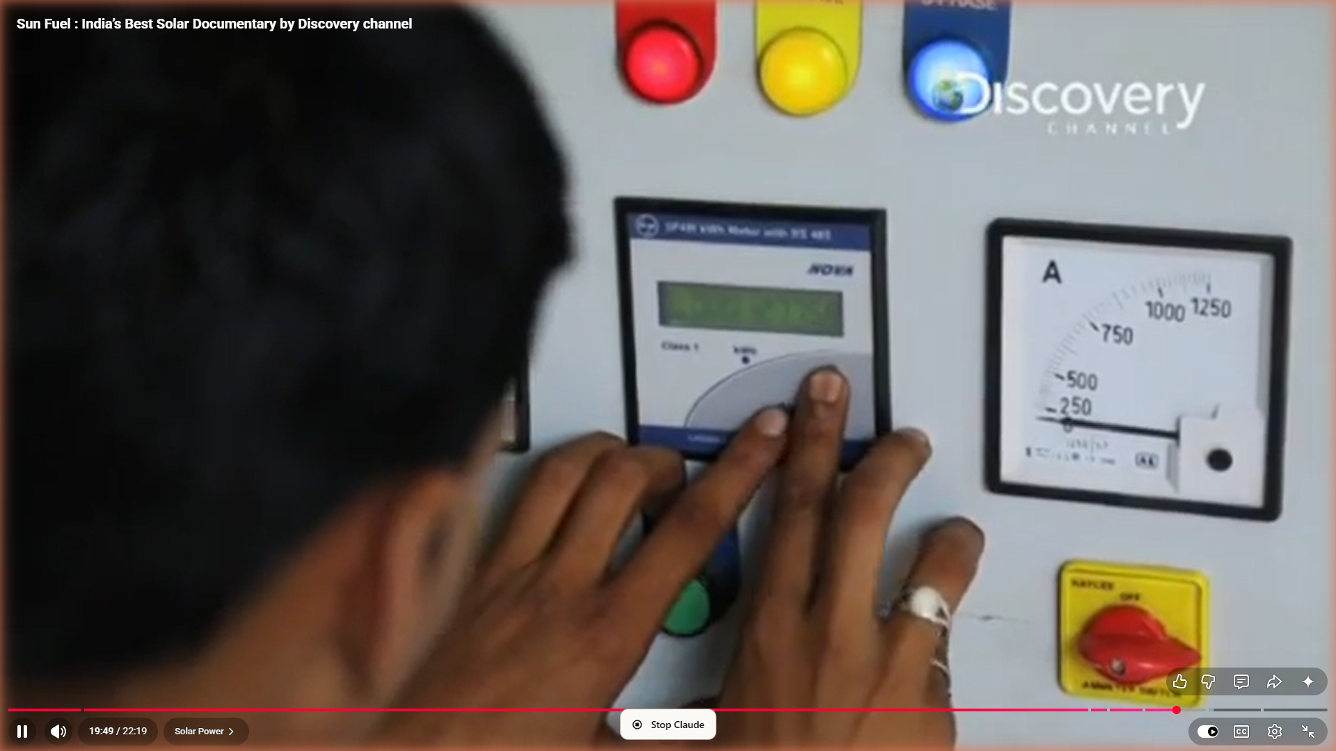 An operator monitoring L&T kWh meter and ammeter inside the Su-Kam solar control room at PEC Chandigarh