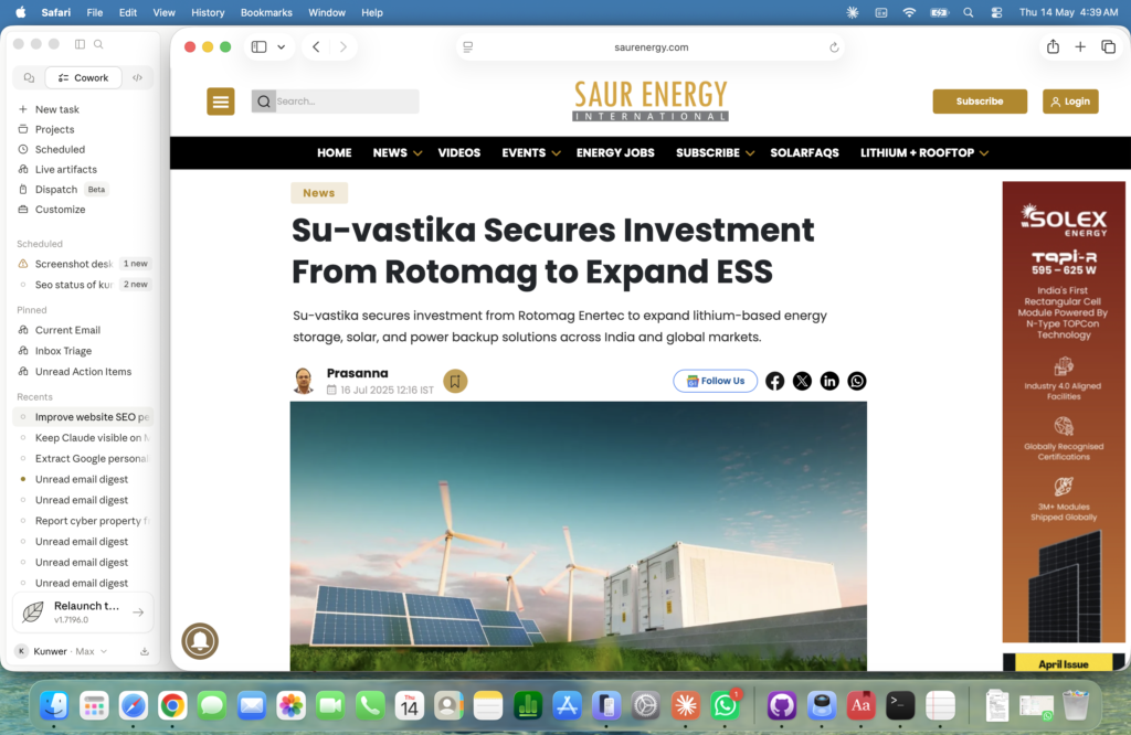 Su-vastika secures investment from Rotomag Enertec to expand lithium-based energy storage, solar, and power backup solutions across India and global markets