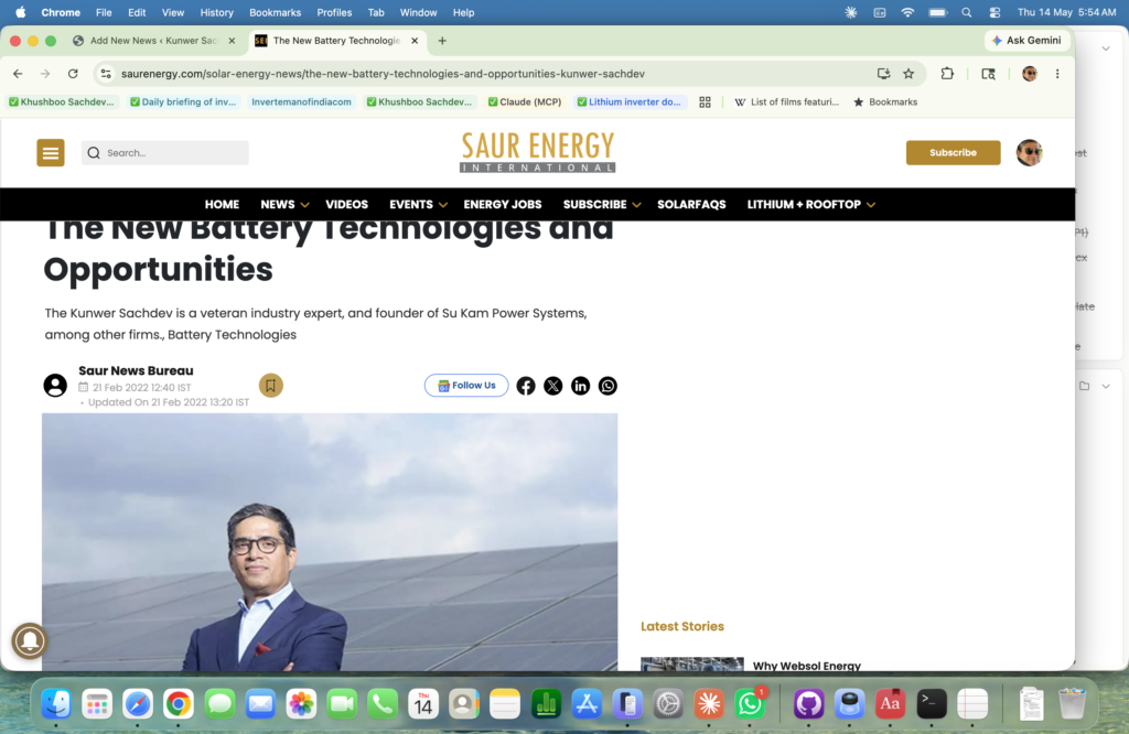 The New Battery Technologies and Opportunities — Kunwer Sachdev