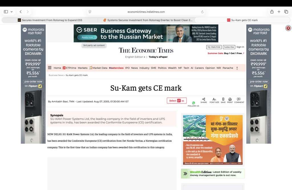 Su-Kam gets CE mark