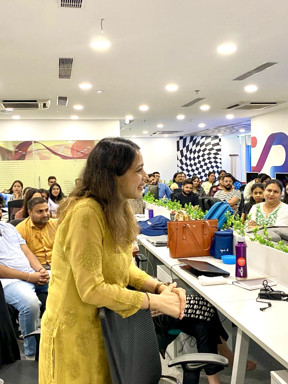 Kunwer Sachdev mid-session with the Media Mantra team — young energy that changed the room.