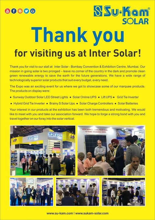 InterSolar India 2017 — Su-Kam’s 3-Day Showcase at Bombay Convention Centre