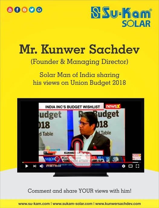 Kunwer Sachdev on NewsX — India Inc’s Budget Wishlist for Solar