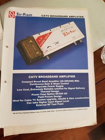 Su-Kam CATV Broadband Amplifier product brochure from the early 1990s