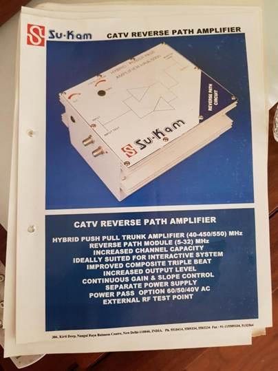 Su-Kam CATV Reverse Path Amplifier product brochure