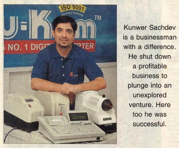 Young Kunwer Sachdev newspaper clipping - a businessman with a difference who shut down a profitable business to plunge into an unexplored venture