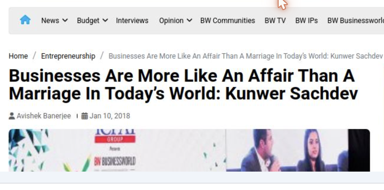 BW Businessworld feature: Kunwer Sachdev on modern entrepreneurship at the 4th Young Entrepreneur Summit