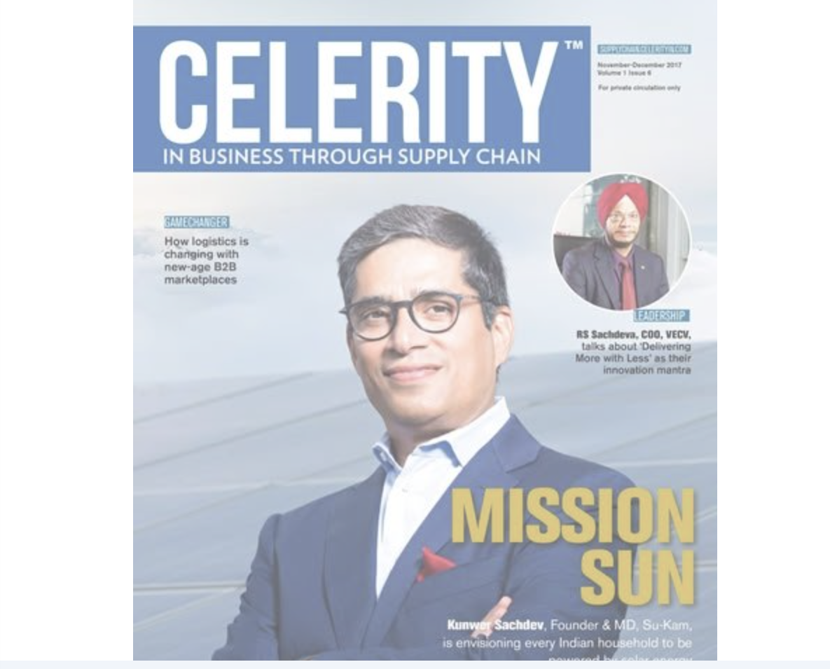 CELERITY magazine cover story: Kunwer Sachdev on Mission Sun and India solar ambition