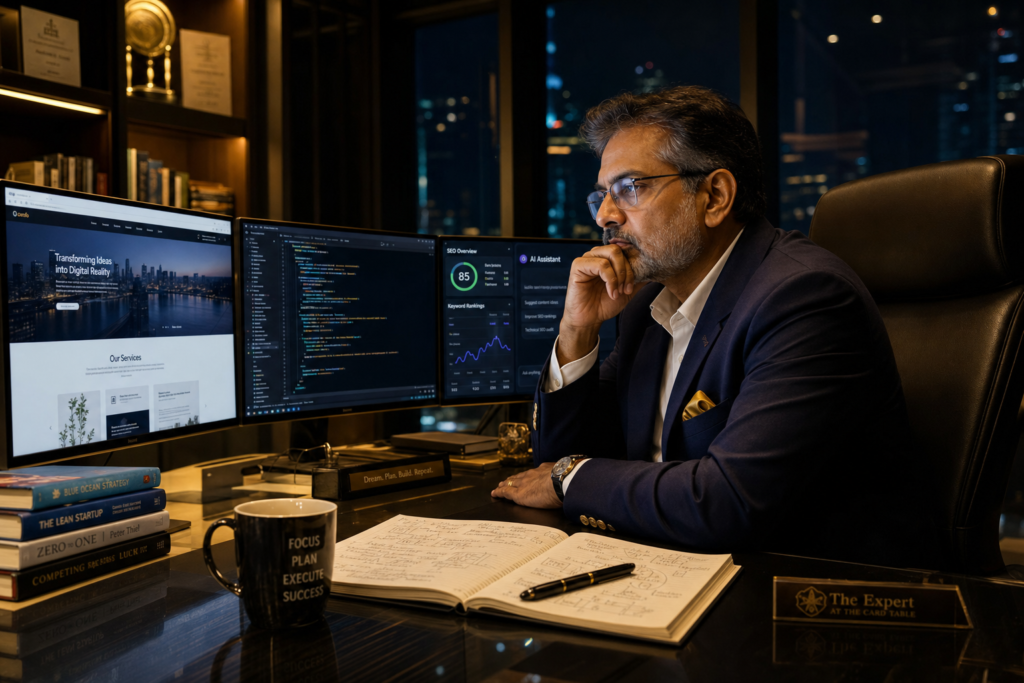 Founder reflecting late at night — questions before code