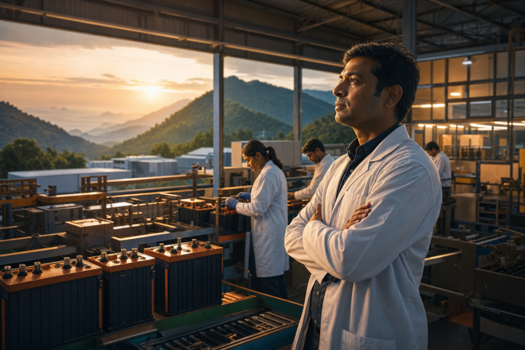 Su-Kam battery R&D factory in Baddi — tubular gel assembly and testing