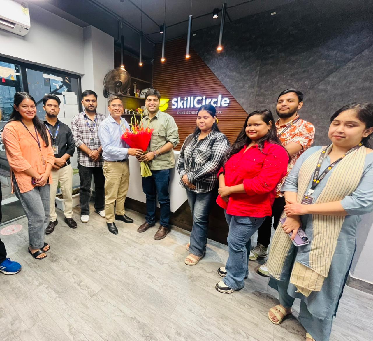 Kunwer Sachdev with Shivam Ahuja and the SkillCircle team at SkillCircle's Noida office, 23 October 2025.