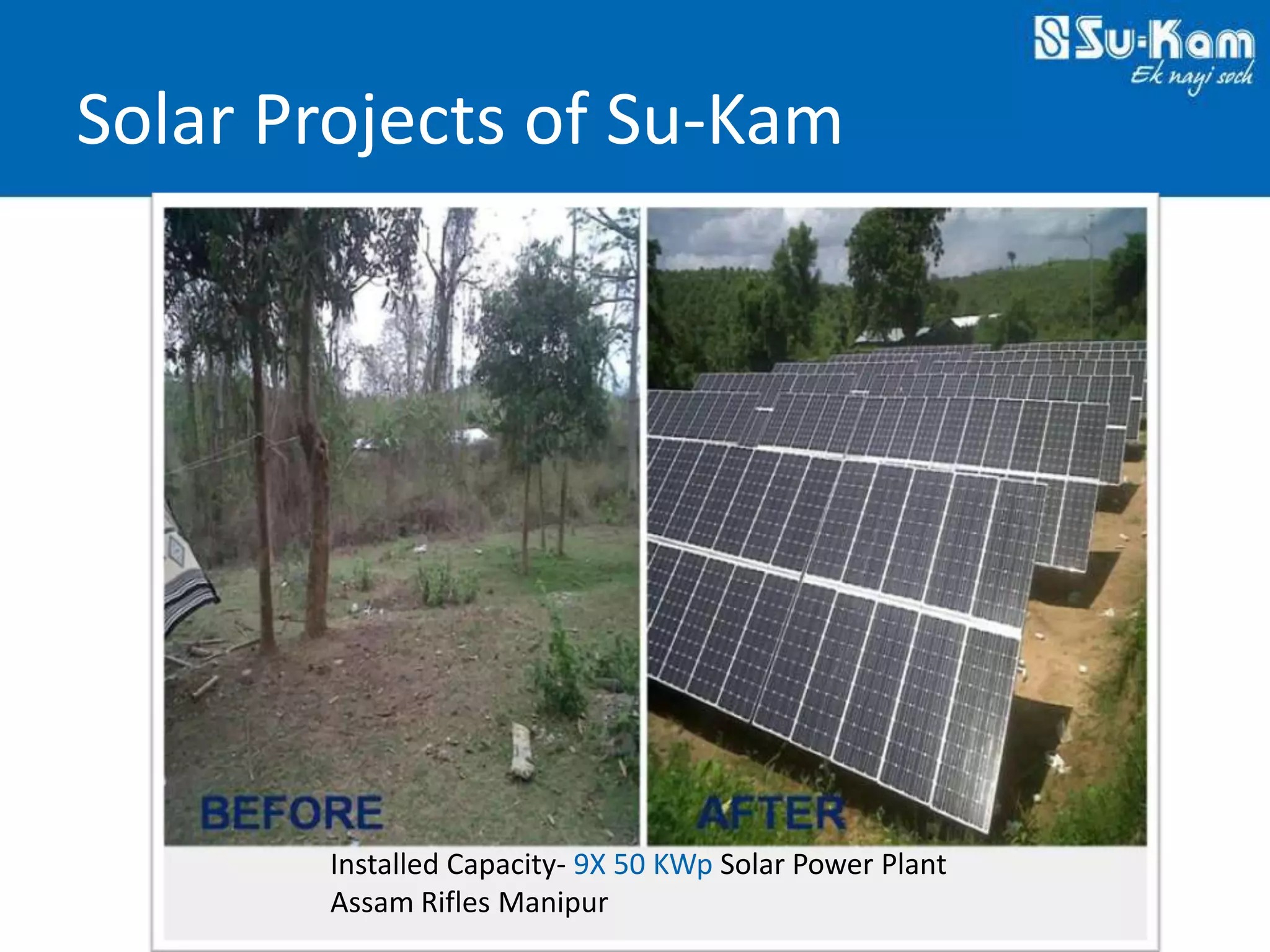 Technovations at Su-Kam 2012 — Slide 41: Assam Rifles Manipur — 9×50 kWp Before/After