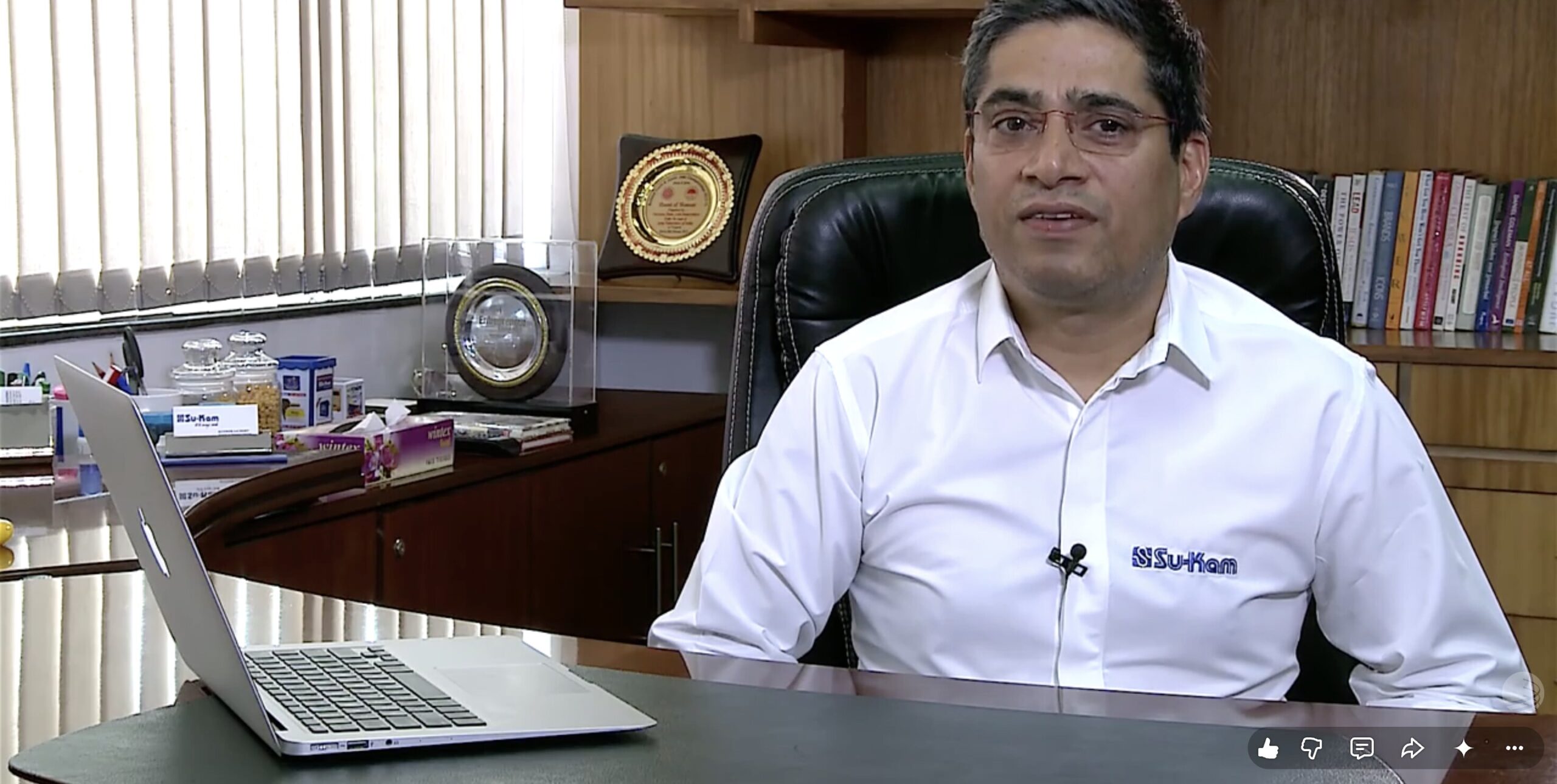 WIPO YouTube video: Kunwer Sachdev at his Su-Kam desk, discussing R&D, Innovation and Intellectual Property