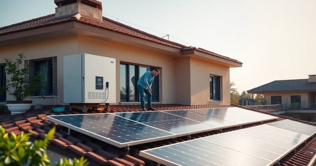 Kunwer Sachdev with hybrid solar inverter technology system, demonstrating Solar DC with grid connectivity capability developed in 2009