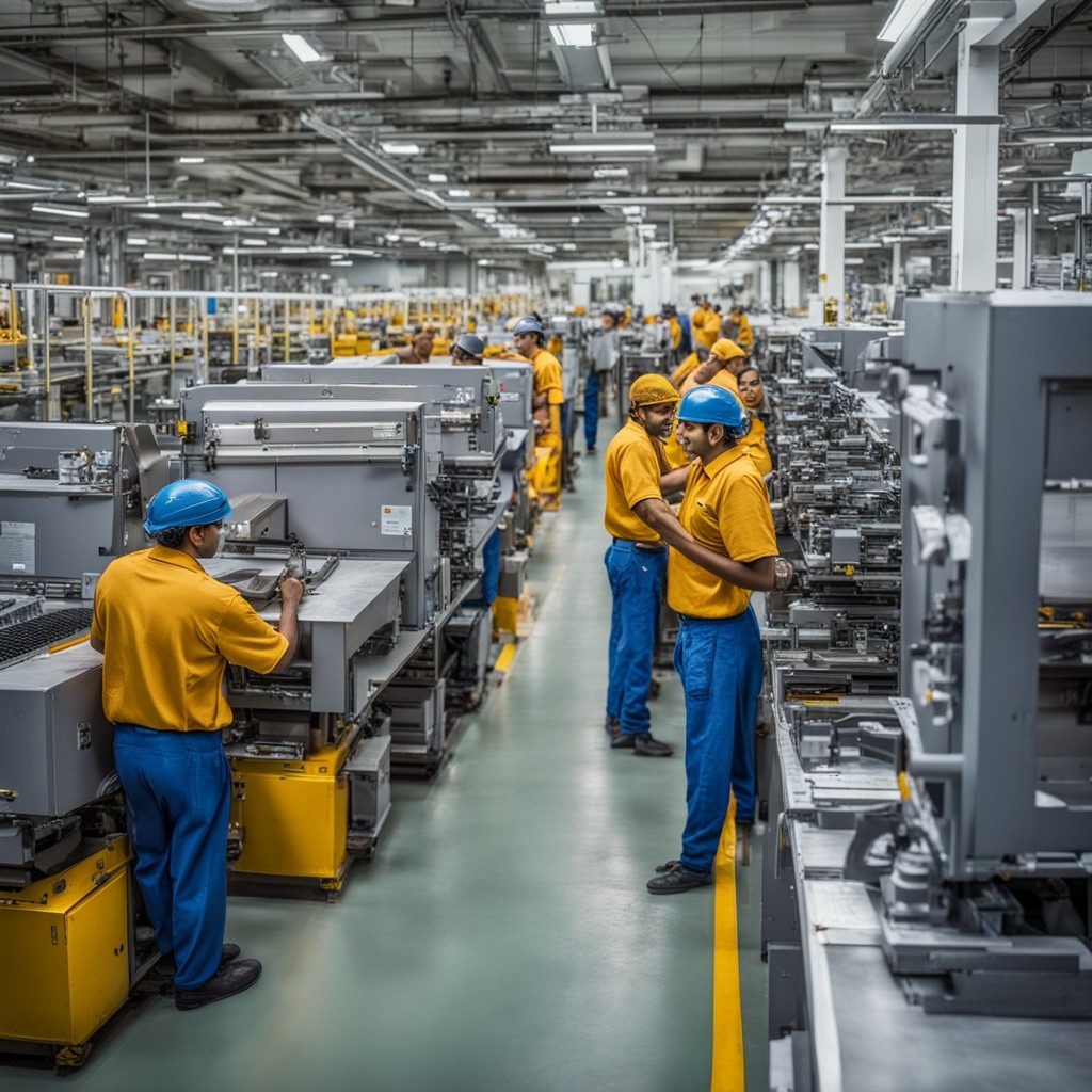 A large manufacturing aisle, representing the scale of true industrial self-reliance.