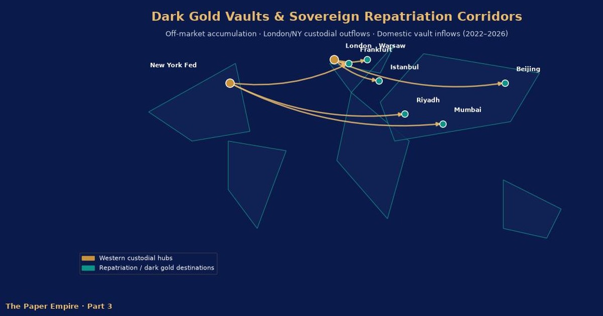 Dark gold vaults and central bank gold hoarding: official and hidden bullion as the architecture of de-dollarisation