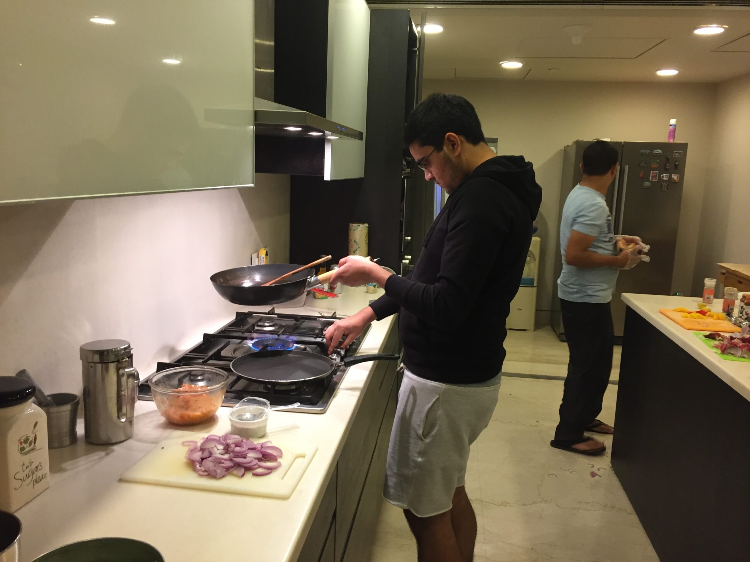 Shourrya Sachdeva managing hospitality operations in the kitchen