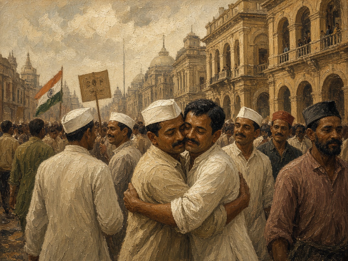 Calcutta mid-August 1947 — fragile Hindu-Muslim fraternization in the streets