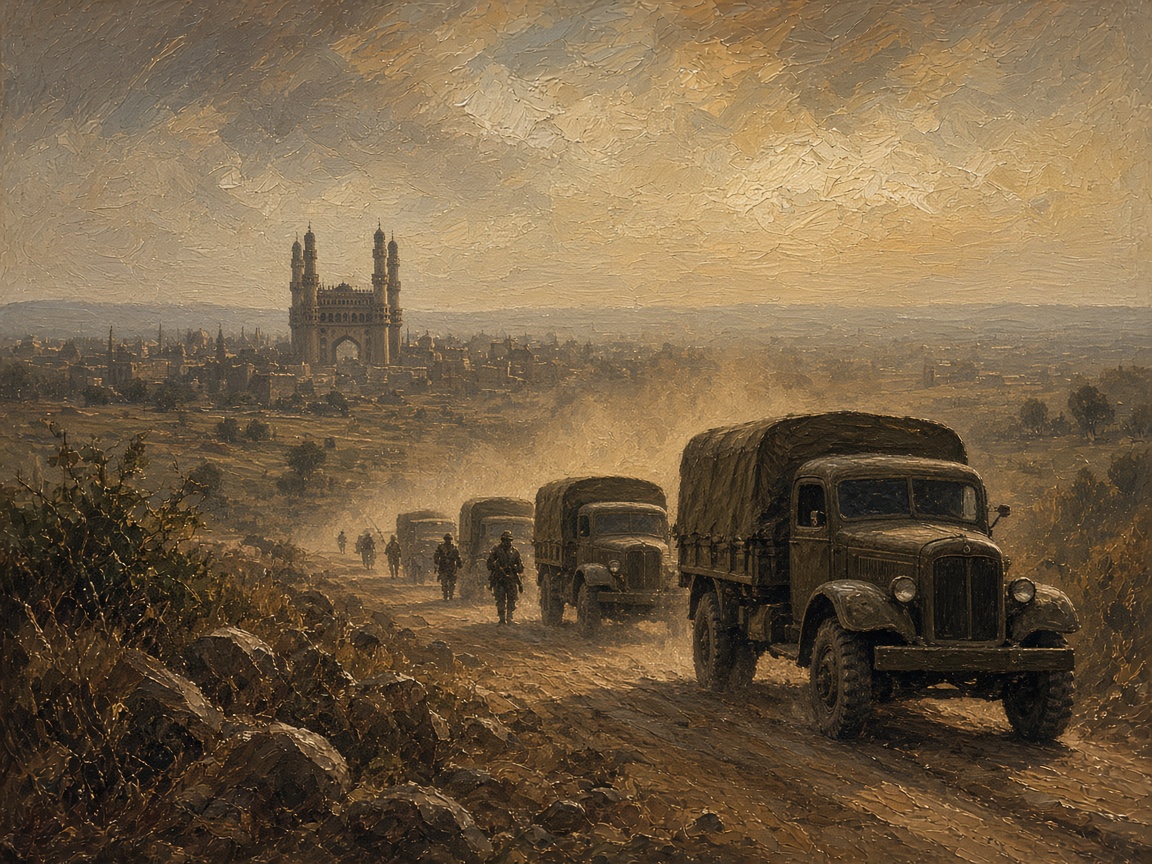 Dawn tension — Indian forces approach Hyderabad, September 1948