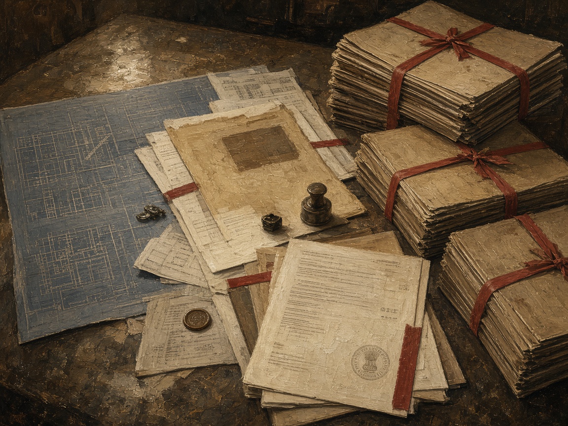 Investment contracts and blueprints weighed down by red-tape case files