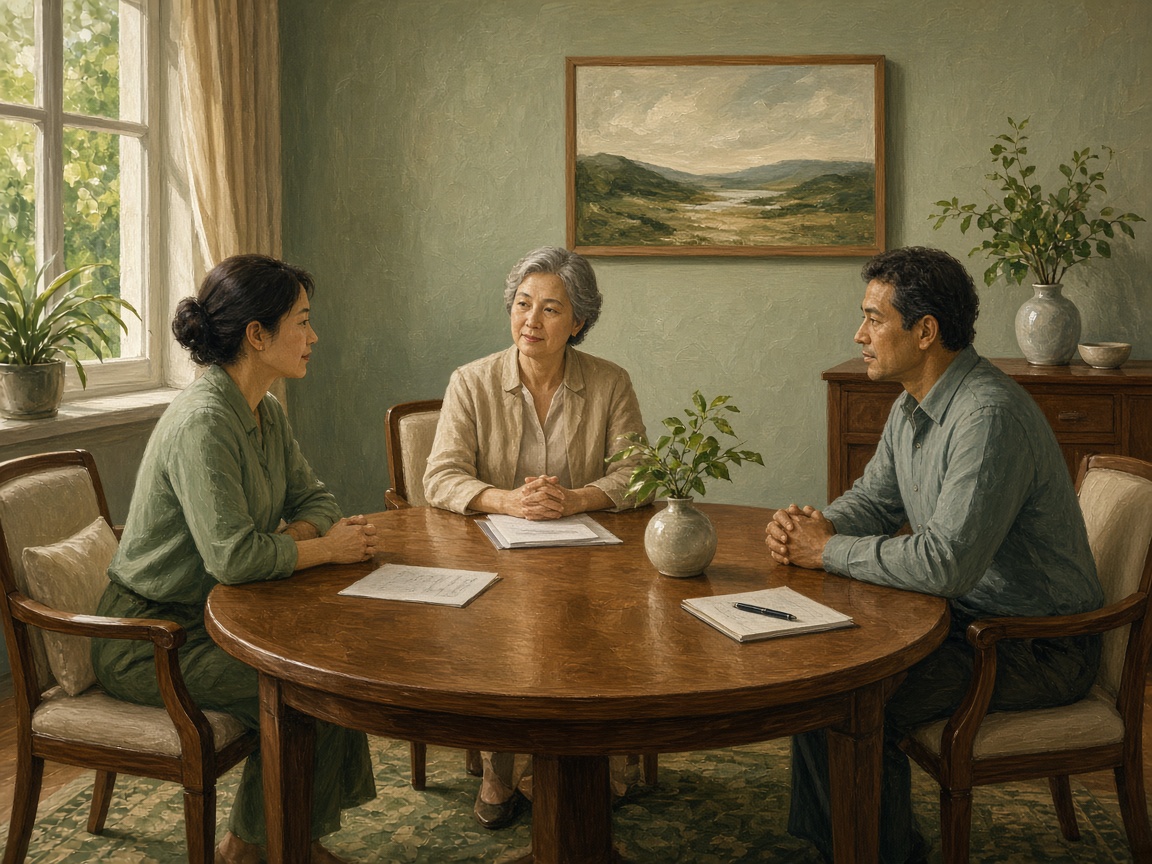 Calm mediated round-table conference — time-bound family conciliation model