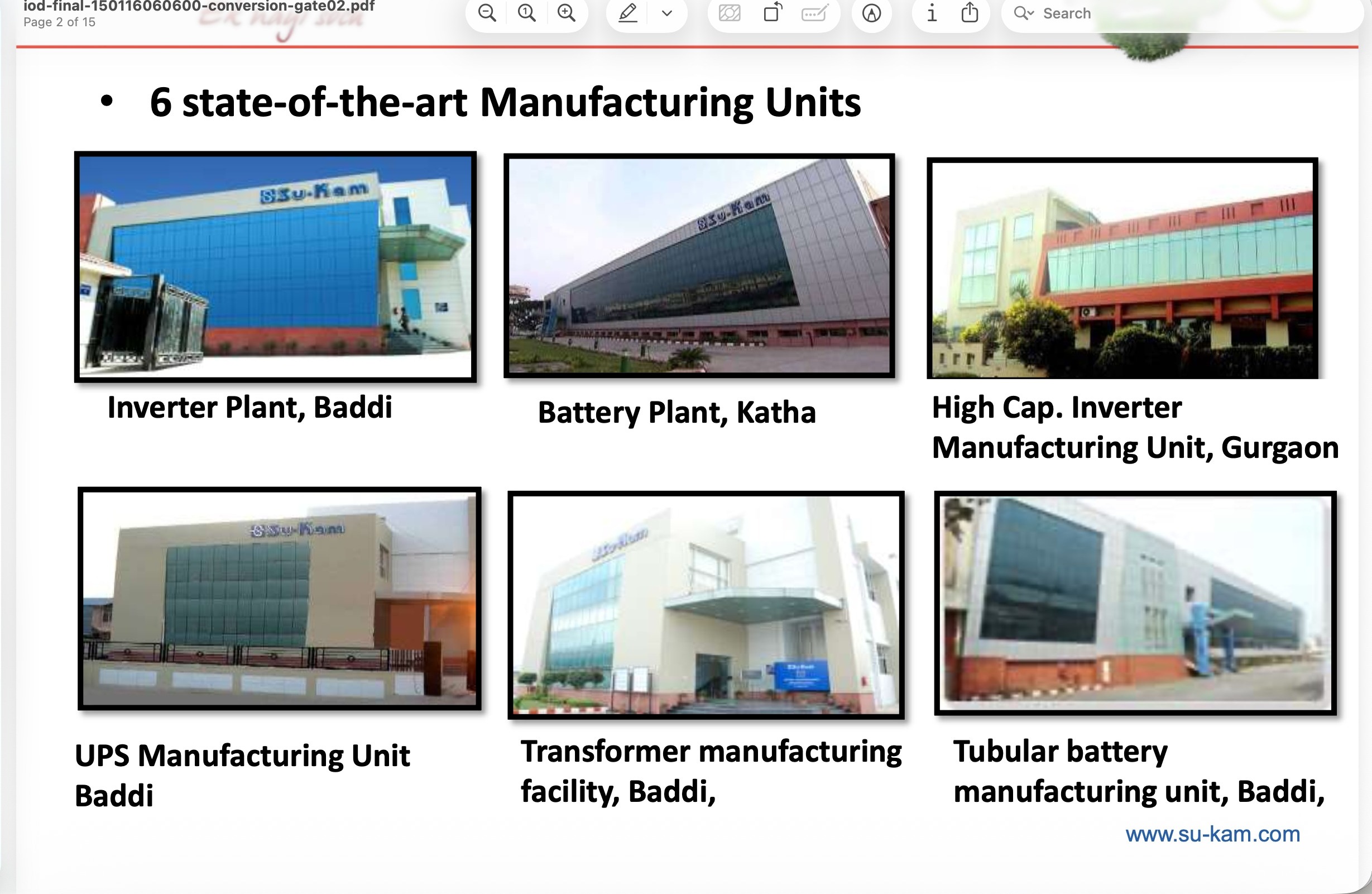 Su-Kam network of six specialised manufacturing plants