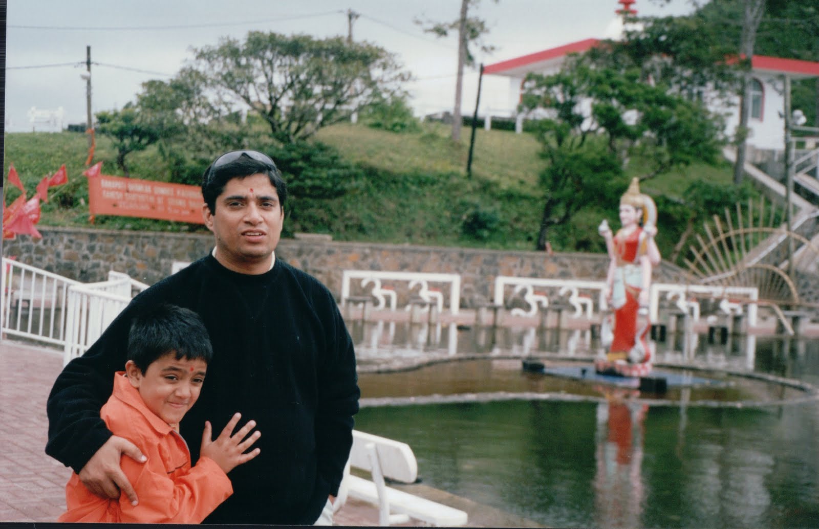 Kunwer Sachdev and young Shourrya at a temple complex