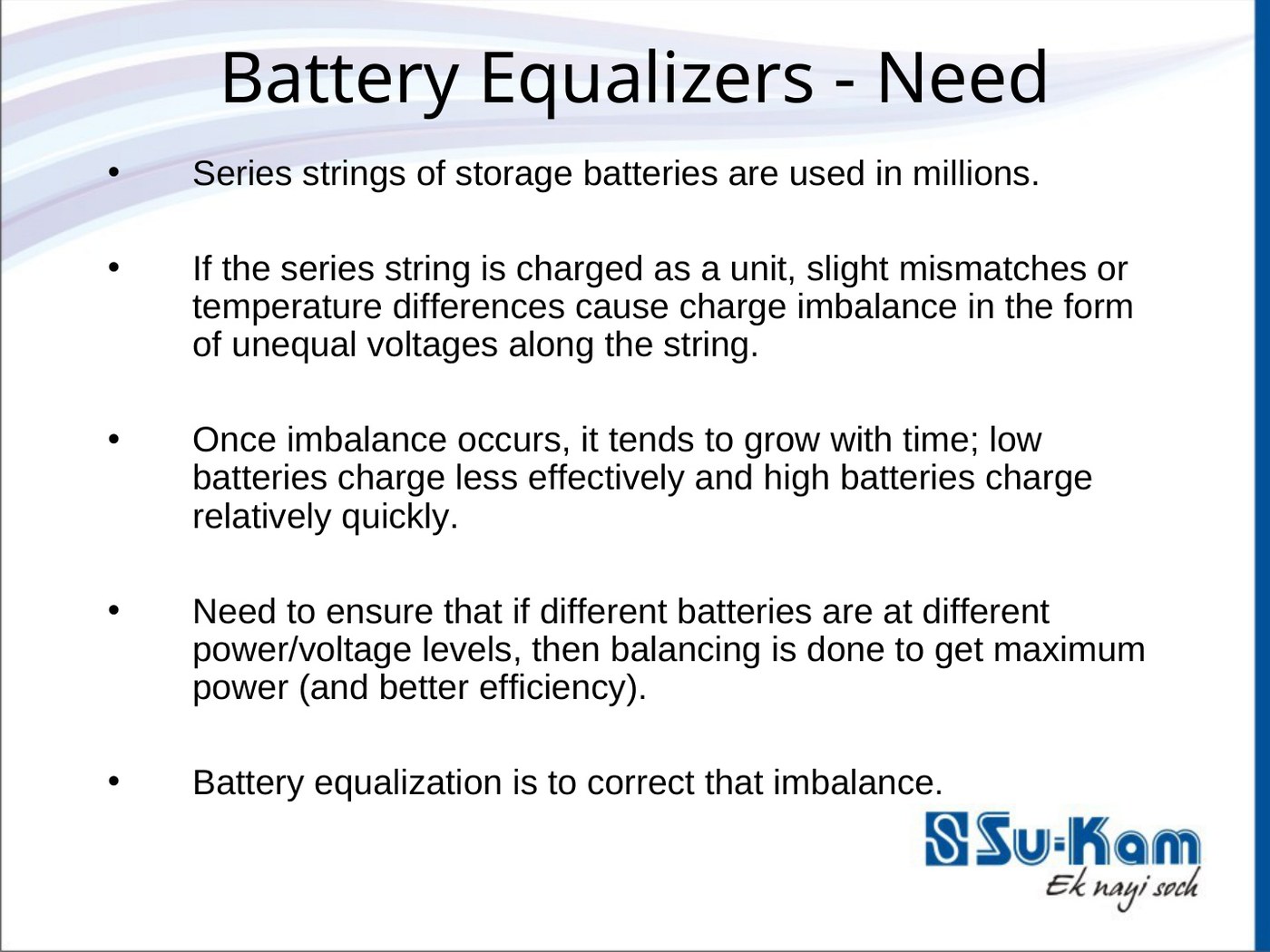 Why battery equalizers are needed — series string charge imbalance grows with time