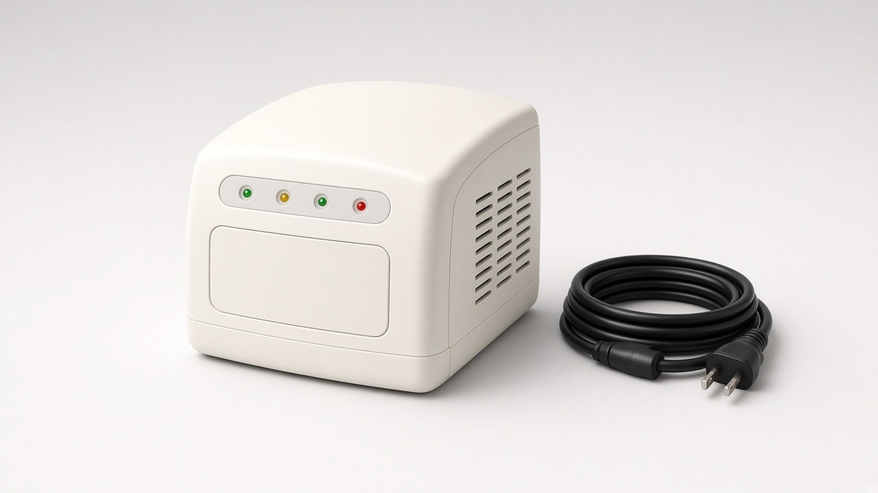 Studio product shot of Falcon HF — lightweight plastic-body chassis replacing heavy metal inverter boxes